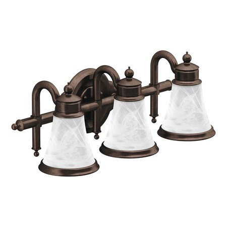 Moen Waterhill Oil Rubbed Bronze Three Globe Bath Light YB9863ORB